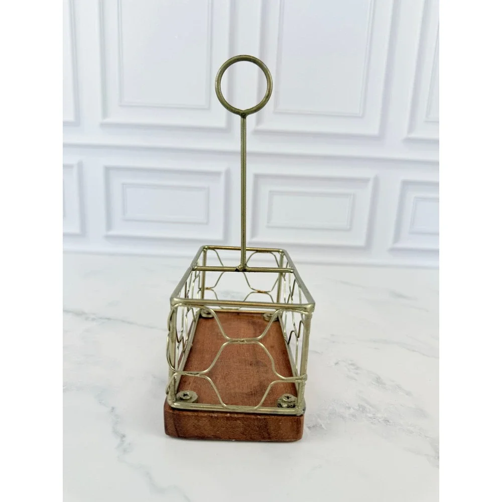 Gold Wire Spice Salt Pepper 2-Compartments Condiment Caddy 5